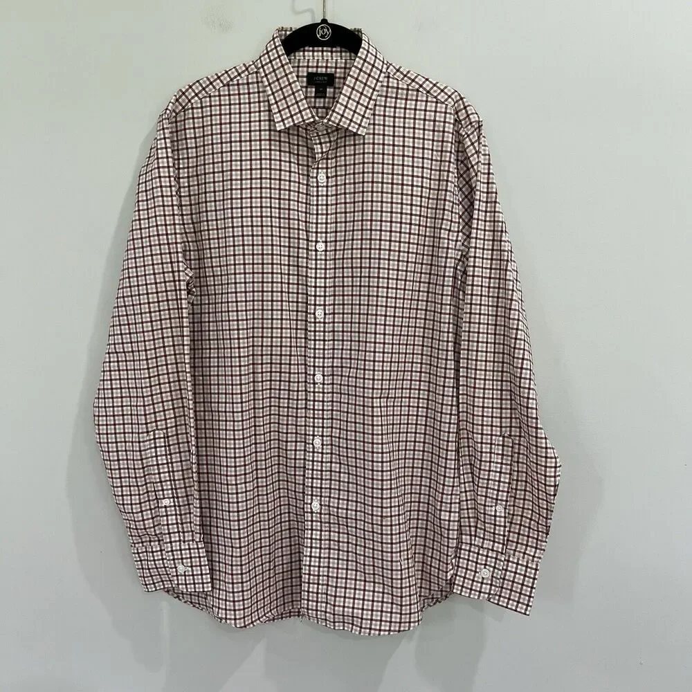 J. Crew Ludlow 120’s 2 Ply Men’s Button Up Plaid Shirt Size Medium Cotton
